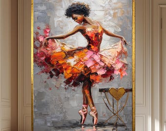 Black Ballerina Canvas Art, African American Woman Portrait