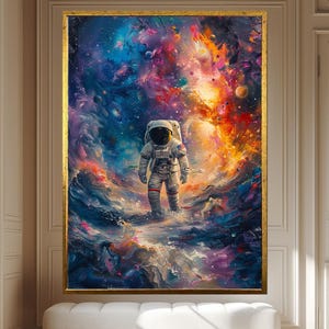 Toile d'art mural astronaute - décoration de chambre sur le thème de l'espace, impression d'affiche d'astronaute de l'espace Art mural d'astronaute pour chambre d'enfants