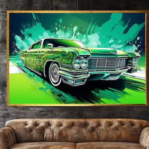 Vintage Cadillac Canvas Wall Art – 1950s Classic Car Poster – Retro Garage Decor