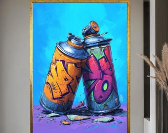 Graffiti Spray Paint Can Canvas Art, Urban Street Decor