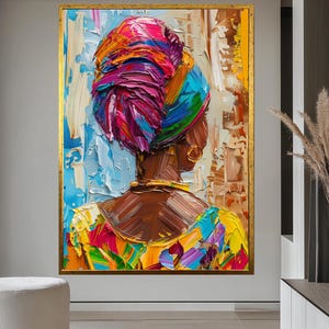 African Woman Canvas Art Tribal Wall Decor  Black Woman Wall Art  Afrocentric Home Decor