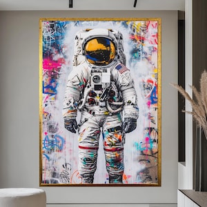 Astronaut Wandkunst - Weltall Leinwanddruck - Weltraum Dekor - Galaxy Astronaut Poster - Moderne Astronaut Kunst für Jungen Zimmer
