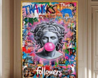 Pop Art Medusa Wall Art Canvas Wall Art Medusa Print Graffiti