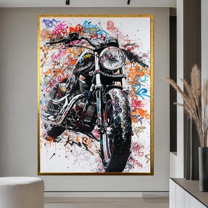 Chopper Motorcycle Canvas Wall Art - Biker Garage Decor - Vintage Motorbike Poster - Custom Bike Wall Print - Gift for Motorcycle Lovers