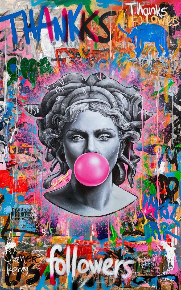 Pop Art Medusa Wall Art Canvas Wall Art Medusa Print Graffiti