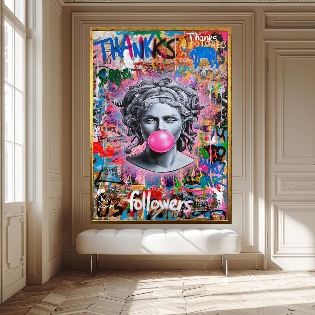 Pop Art Medusa Wall Art Canvas Wall Art Medusa Print Graffiti