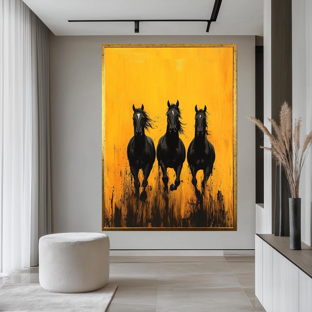 Black Stallion Canvas Print | Modern Horse Wall Decor - Etsy