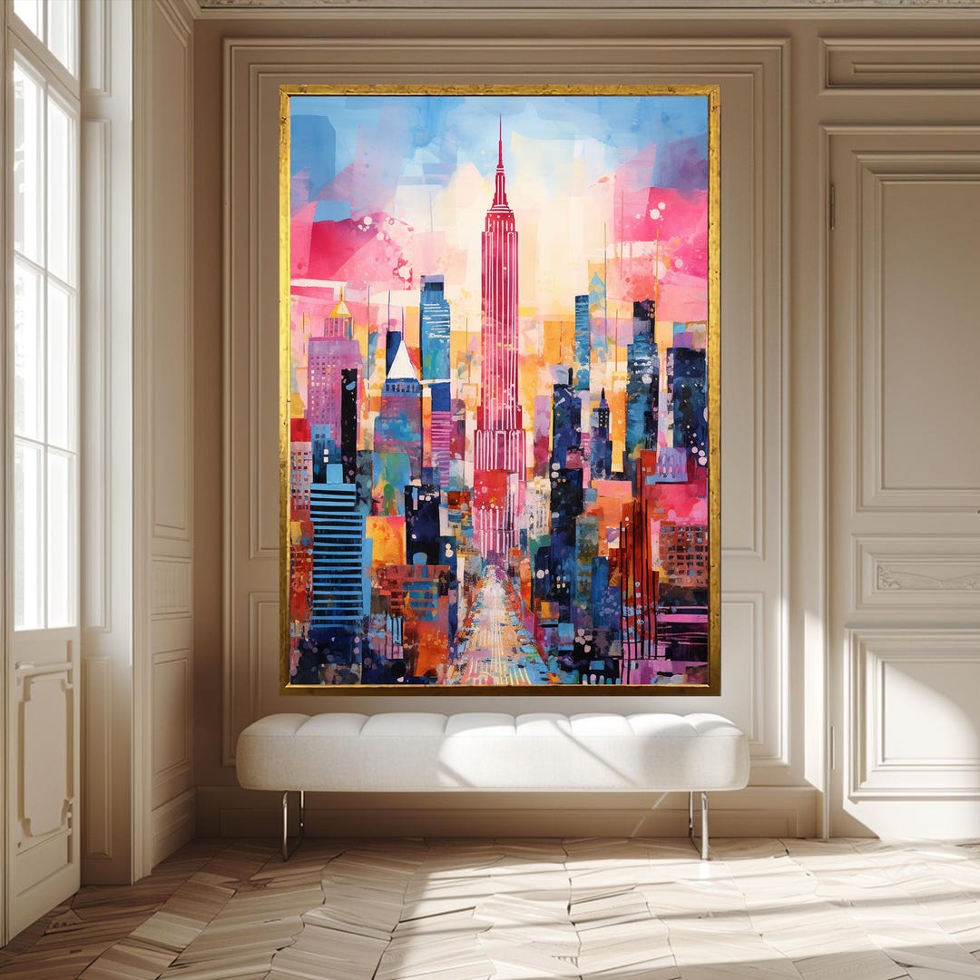 Colorful New York City Skyline Canvas Art – Modern Abstract Cityscape ...