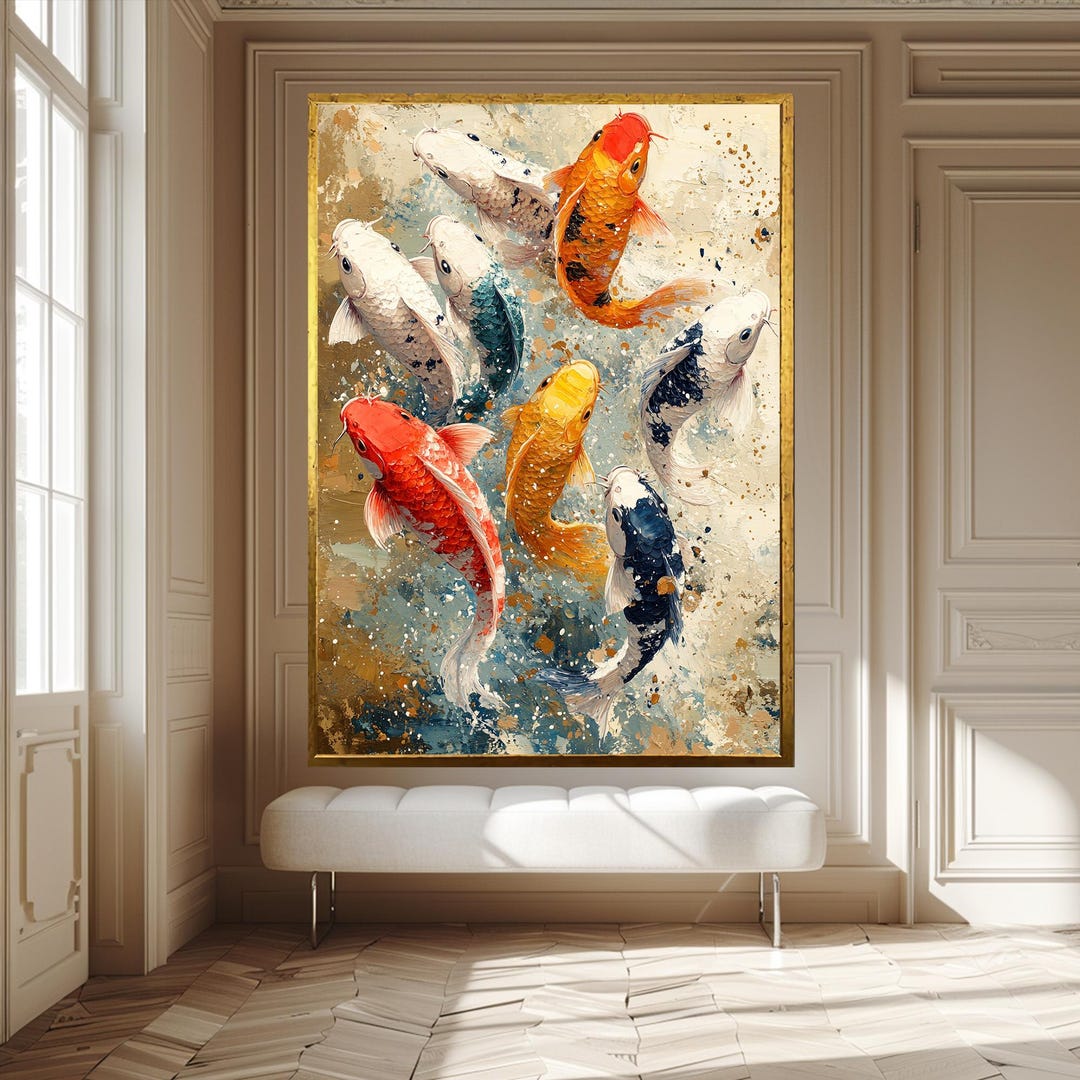 Colorful Koi Fish Canvas Print - Japanese Feng Shui Wall Art - Etsy