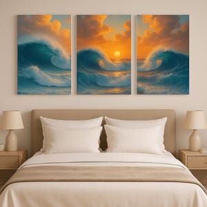 wall art prints set of 3 Triptych Wall Art Print Ocean Wave Wall Art Print Beach digital wall art beach set of 3 art print set