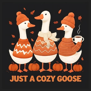Fall Goose PNG: Cozy Autumn Sweater Design (Digital Download, 4500x5400 px)