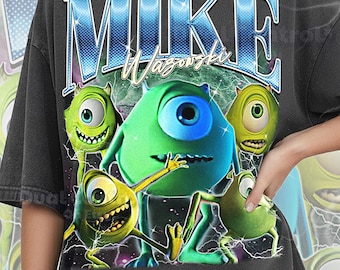 Mike Wazowski Shirt, 90s Vintage Retro Bootleg One-Eyed Monster T-Shirt, Green Comedian Graphic Tee, Monster Factory Fan Apparel, #saf
