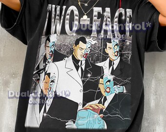 Two-Face 90s Vintage Retro Bootleg Shirt, Comic Villain Graphic Tee, Gotham Crime Boss Fan Apparel #SAF