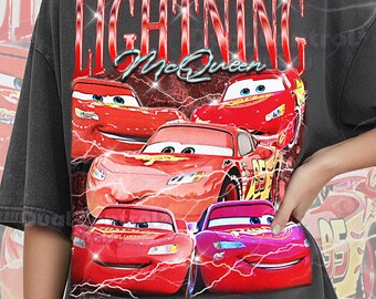 Lightning Mc Queen Cars Shirt, Lightning Mcqueen 90s Vintage Retro Bootleg Shirt, Speed Racer Graphic Tee, Race Car Legend Fan Gift, #saf