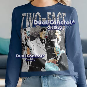 Two-Face 90er Jahre Vintage Retro Bootleg Shirt, Comic Bösewicht Grafik T-Shirt, Gotham Crime Boss Fan Bekleidung #SAF Bild 4