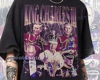 Kung Karl III T-shirt, Vintage kungligheter monarki offentlig person stjärna kändis T-shirt, 90-tals retro throwback, Kung Karl III tröja #Saf