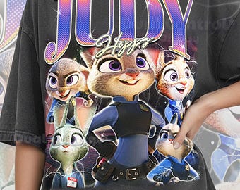 Judy Hopps Shirt, 90s Vintage Retro Bootleg Bunny Cop T-Shirt, Rabbit Officer Graphic Tee, Animal City Hero Fan Apparel, #saf