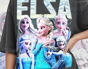 Elsa Frozen Shirt, 90s Vintage Retro Bootleg Snow Queen T-Shirt, Ice Magic Graphic Tee, Winter Kingdom Fan Apparel, #saf