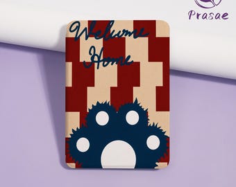 Paw-printed Welcome Kindle Case for Paperwhite 12/11/10 thGen , Kindle 8/10/11/12 th,Personalized E-reader Cover For Kindle Case,KPW6 Case