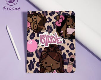 Leopard Print Kitty iPad Case For iPad Air7 11"-2025,iPad A16 Cover,iPad Pro 2024-13''11'',iPad7/8/9-10.2'',iPad2019/2020/2021