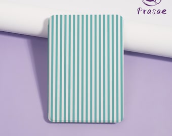 Green and White Stripes Kindle Case for Paperwhite12/11/10 thGen , Kindle8/10/11/12 th,Personalized E-reader Cover For Kindle Case,KPW6 Case