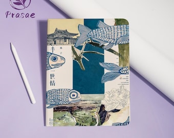 Ukiyo-e Lazy Fish iPad Case For iPad Air7 11"-2025, ,iPad A16 Cover, iPad Pro 2024-13''11'',iPad 7/8/9-10.2'',iPad 2019/2020/2021,iPad Mini6