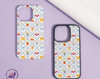 Sky Picnic Plaid iPhone Case for iPhone 16/15/14 Pro Max,iPhone 15/14/13/12 Mini,iPhone 14/15Plus,iPhone XR,Soft or Hard Shell Phone Case