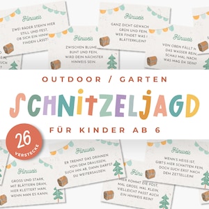 Outdoor scavenger hunt for kids PDF | Printable DIY garden treasure hunt | Children&#39;s birthday party garden scavenger hunt template to print