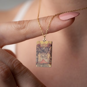 Aangepaste tarotkaartketting, gepersonaliseerde tarotsieraden, spirituele sieraden, cadeau voor haar hem, unieke aangepaste hanger, aangepaste boho-ketting
