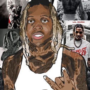 Collage de fan art de Lil Durk: Impresión digital de rapero de hip hop (descarga PNG)