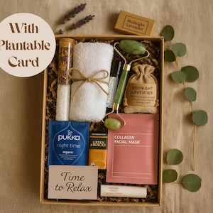 Luxus-Self-Care-Geschenkbox für Sie - Entspannungs-Spa-Kit mit Jaderoller, Gesichtsmaske, Tee & mehr - Geburtstag, Danke, Denken an Sie Geschenk