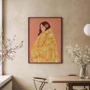 Arte murale primaverile rosa gialla Japandi Estetica Boho Stampa Illustrazione botanica femminile Camera da letto Soggiorno Estate Cura di sé Regalo