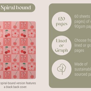 Customizable Berry Cute Notebook, Aesthetic School Journal Cherry Spiral