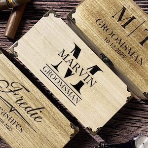 Gepersonaliseerde sigarendoos bruidsjonkers houten geschenkdoos getuige voorstel bruiloft bruids cadeau vader van bruid sigaar geschenkdoos gegraveerde geschenkdoos