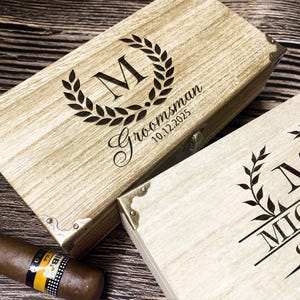 Personalized Cigar Gift Box Wooden Gift Box with Fill for Groomsmen Proposal Cigar Case Set Groomsmen Gifts Best Man Gifts Cigar Box