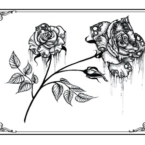 Roses & Pestilence Art Nouveau Fairytale illustration (unframed print)