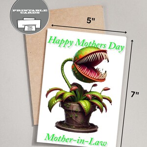 Mother-in-Law Mother’s Day Card – Funny Venus Flytrap Printable 5x7 | Gothic Plant Card | Instant Download