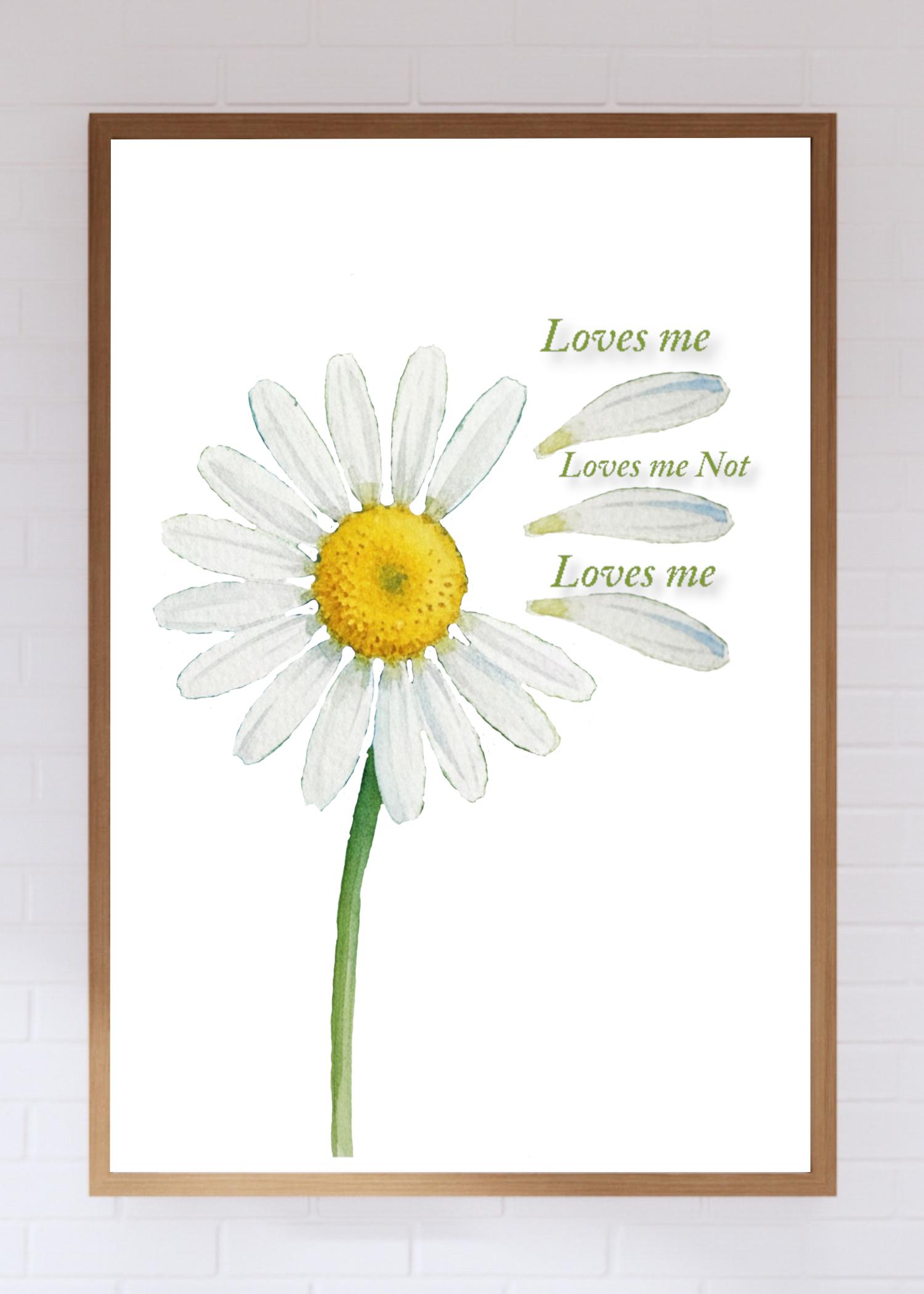 Loves Me Not Daisy Watercolor Print | Romantic Minimalist Flower ...