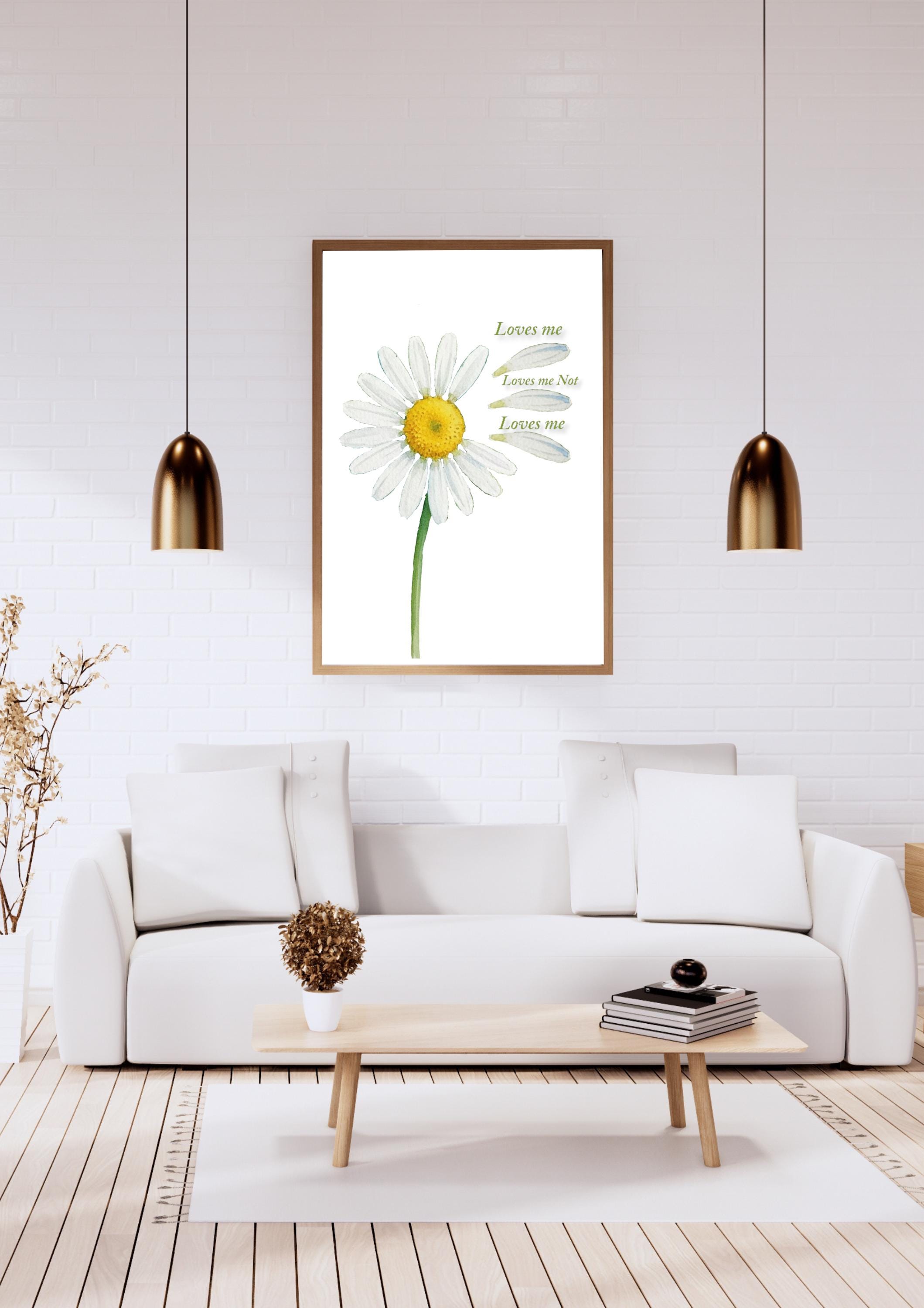 Loves Me Not Daisy Watercolor Print | Romantic Minimalist Flower ...