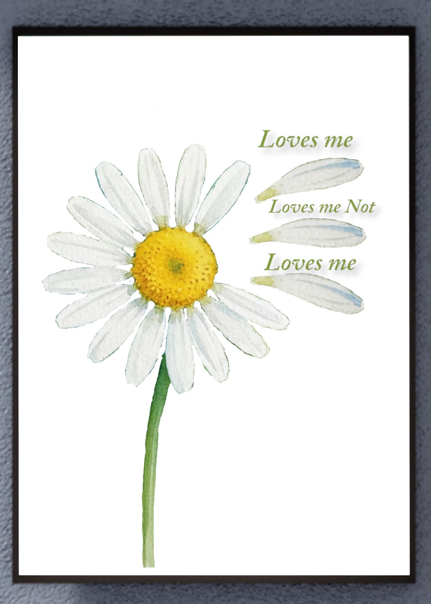 Loves Me Not Daisy Watercolor Print | Romantic Minimalist Flower ...