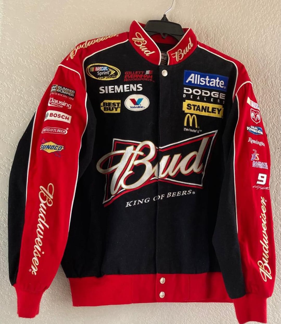 NASCAR Vintage Adult Racing Jacket Embroidered Bud Jacket - Etsy