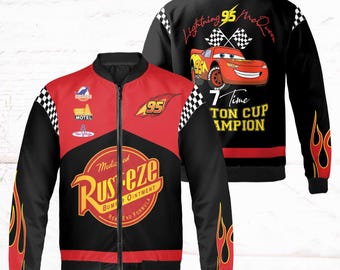 Vintage Lightning McQueen 95 Racing Jacket Rust-Eza Cars Piston Champion Jacket