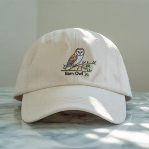 Embroidered owl hat for dad baseball style Barn Owl nature lover birder bird lover camping day gift for owl lover gift for her