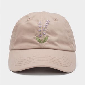 Lavender Flower Embroidered Baseball Cap,Cotton Floral Hat for Women, Cottagecore Summer Garden Cap, Cute Embroidered Hat for Mom
