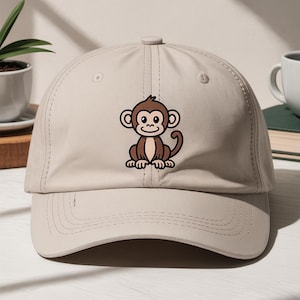 Monkey Embroidered Hat, Embroidered Funny Ape Baseball Cap, Hats With Animals, For Men, For Women, Minimalist, Cutie