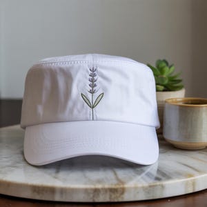 Lavender Flower Embroidered Baseball Cap,Cotton Floral Hat for Women, Cottagecore Summer Garden Cap, Cute Embroidered Hat for Mom