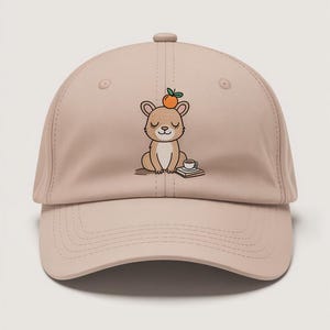 Capybara Orange Embroidered Hat-Capybara On The Head – Super Chill Embroidered Hats For Adorable Souls