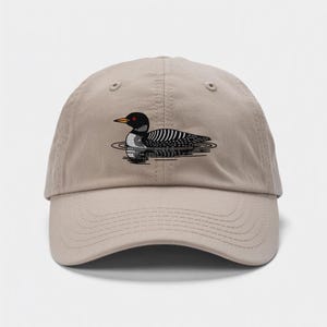 Loon Bird Embroidered Baseball Cap – Adjustable Low‑Profile Cotton Hat Featuring Two Loons – Perfect Nature Gift, More Colours