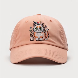 Crazy Hair Cat and Bird on Top – Cute & Funny Thin Thread Embroidery Hat, More Colours