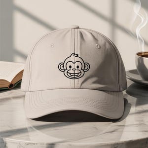 Monkey Embroidered Hat, Embroidered Funny Ape Baseball Cap, Hats With Animals, For Men, For Women, Minimalist, Cutie